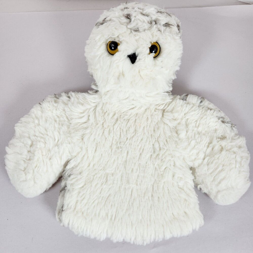 Vintage Dakin White Bird Snowy Owl Puppet Stuffed Animal Plush Black Dots 1980s